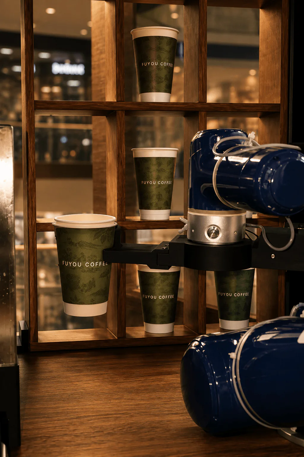 Inside view of the kiosk storage shelf